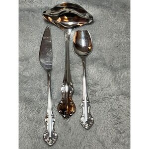 Eldan Japan Ornate Rococo Style Stainless Serving Set 3pc Vintage Made in Japan